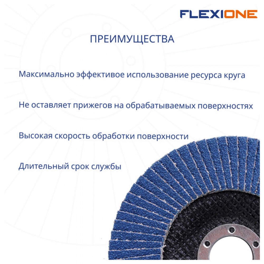 Круг лепестковый плоский 125х22мм Р80 Flexione Цирконий мм Flexione 1001437453